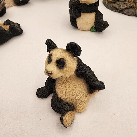 Adorable Assorted Panda Figurines Set 6 Pieces Hand-Painted Resin Collectibles - Picture 6 of 12